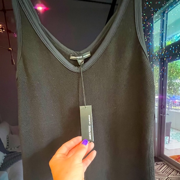 James Perse LOS ANGELES Fitted Classic Black Tank Tress - Picture 2 of 6